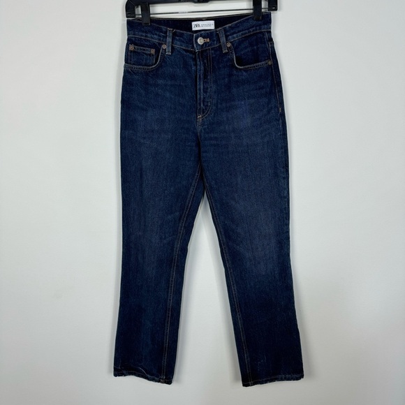 Zara Straight Leg Button Fly High Rise Denim Jeans - Picture 1 of 5